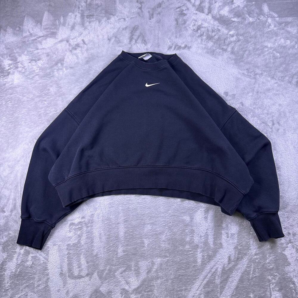 Nike Center Swoosh Crewneck Sweatshirt Size Large Black Boxy Fit